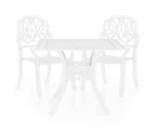 3 Piece Outdoor Dining Set Table Chairs Aluminium Bistro Furniture Setting White