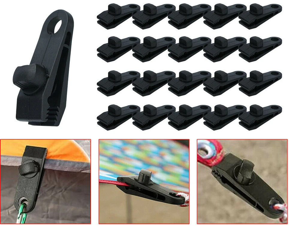 25 Pcs Tarp Clips Hangers Thumb Screw Camping Tent Clamps Lock Grip Heavy