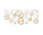 Boho Birthday Girl Spiral Decoration Value 12 Pack