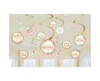 Boho Birthday Girl Spiral Decoration Value 12 Pack