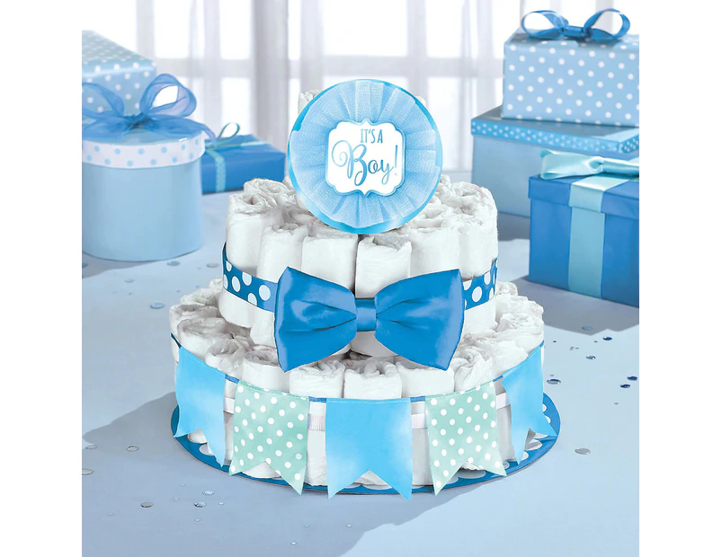 Baby Shower Boy Blue Deluxe Diaper Cake Kit