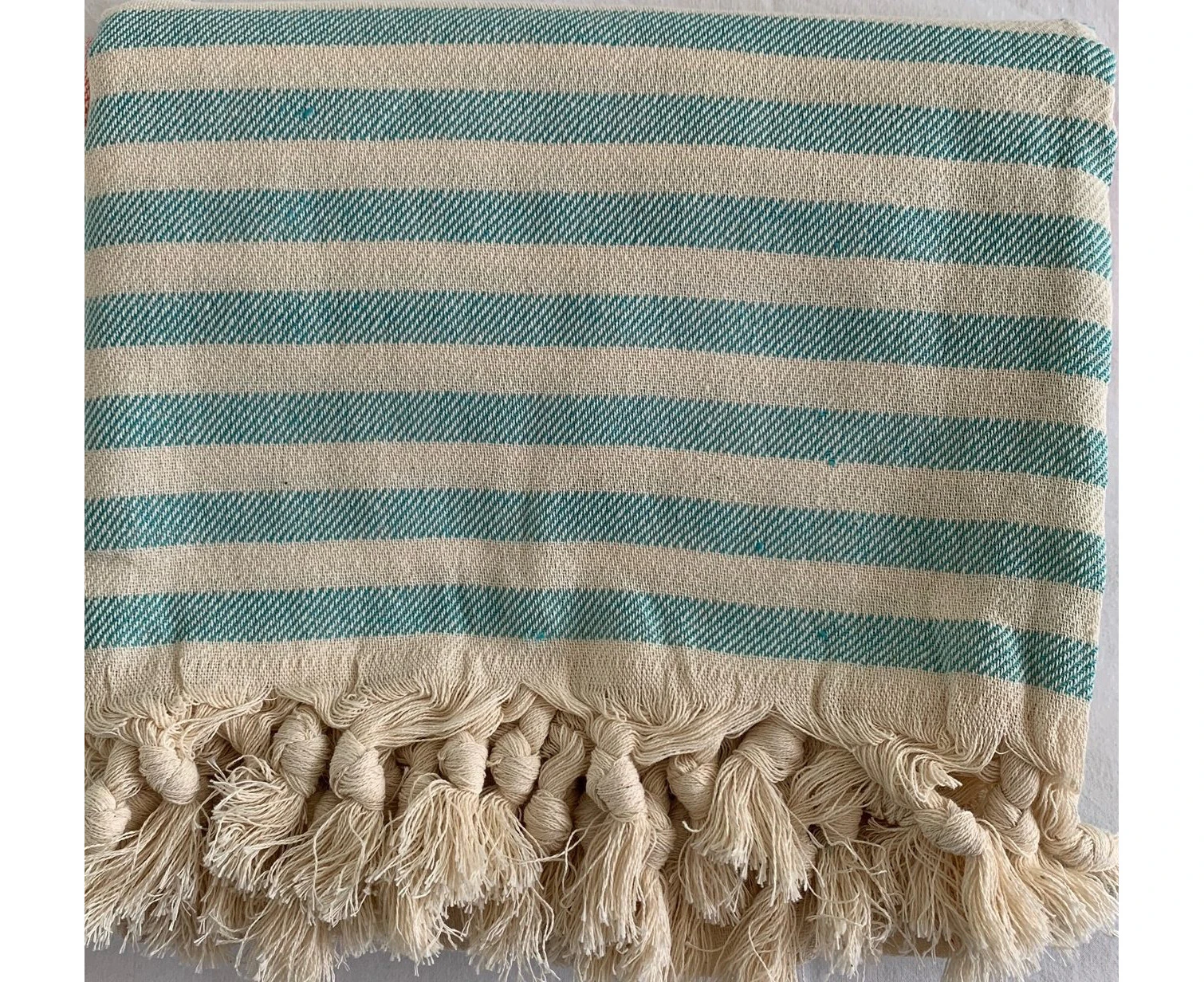 Aqua Perla Steam Green Red Turkish Towel Peshtemal Cotton