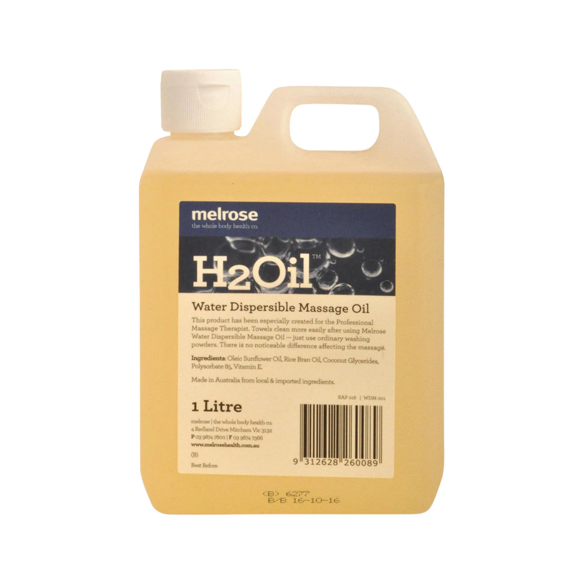 Melrose H2Oil Water Dispersible Massage Oil 1L