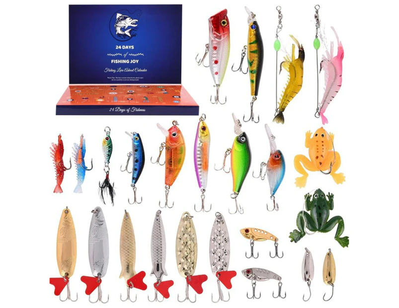 24 Days Fishing Lure Advent Calendar Christmas Countdown Fishing Baits Set