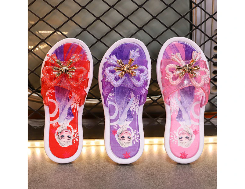 2021 Summer New Foreign Style Bow Tie High-heeled Children Wear Girls' Lovely Princess Slippers Indoors and Outdoors Sandals