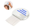 Stainless Steel Lice Comb, Metal Nit Comb, Safely Removes Lice - Blue