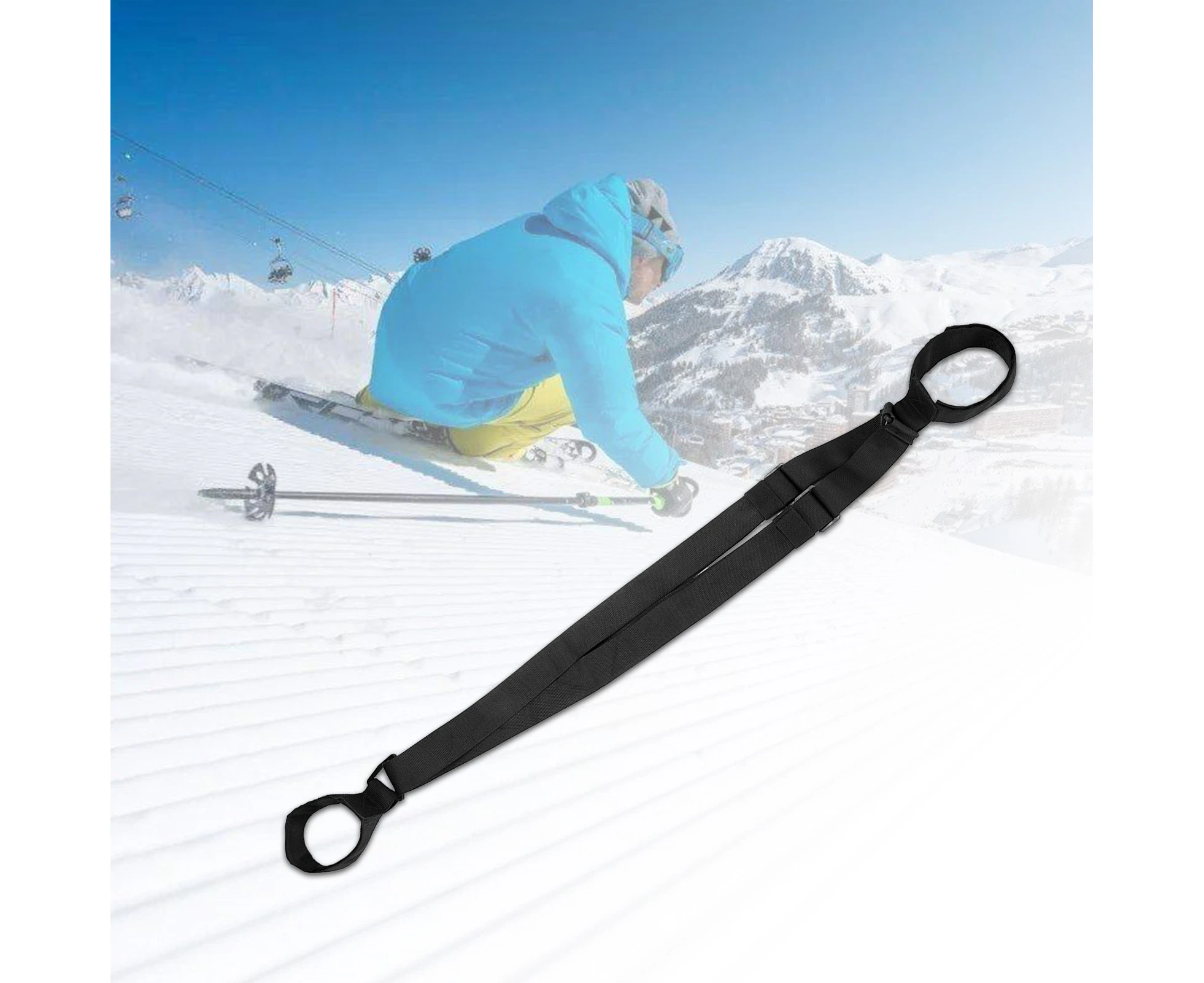 Strap Adjustable Multipurpose Webbing Ski Carry Sling Strap for Snowboard-Black