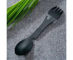 Durable Camping Spoon Corrosion Resistant Stainless Steel Compact Portable 5 in 1 Opener Fork for Outdoor-Black