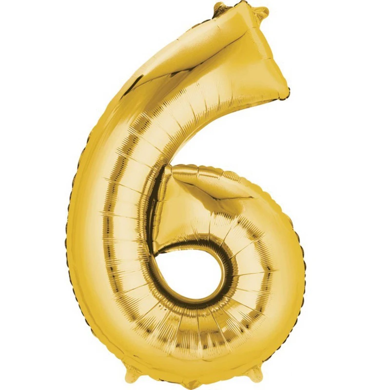 Metallic Gold Number Foil Balloon 86cm Number 6