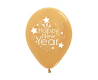 30cm Sempertex Happy New Year Metallic Gold Latex Balloons 6 Pack