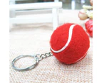 Key Ring Soft Lovely Flocking Mini Sport Ball Tennis Keychain for Kids-Red