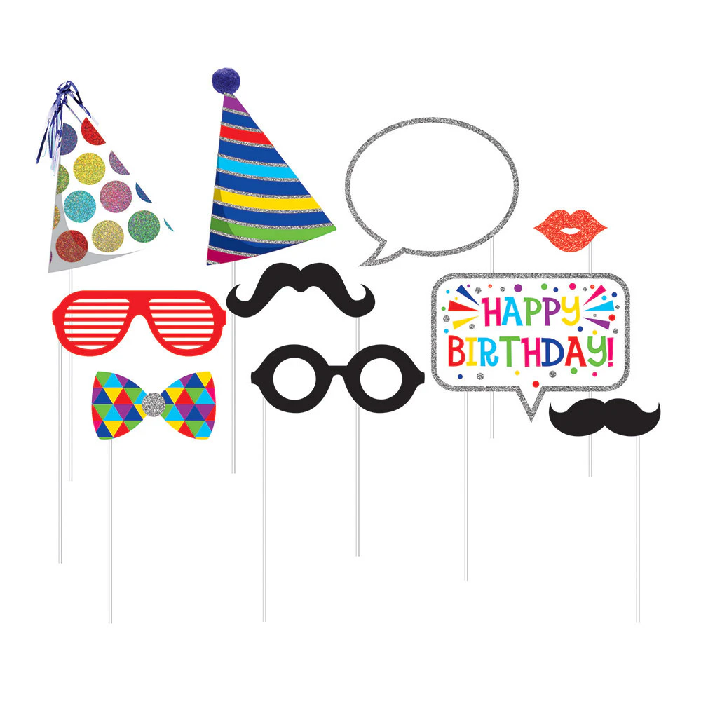 Birthday Photo Booth Props 10 Pack