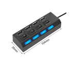 USB2.0 4Port USB Splitter Standard Strip Switch Metal Plug Play Wire Concentrator for Computer