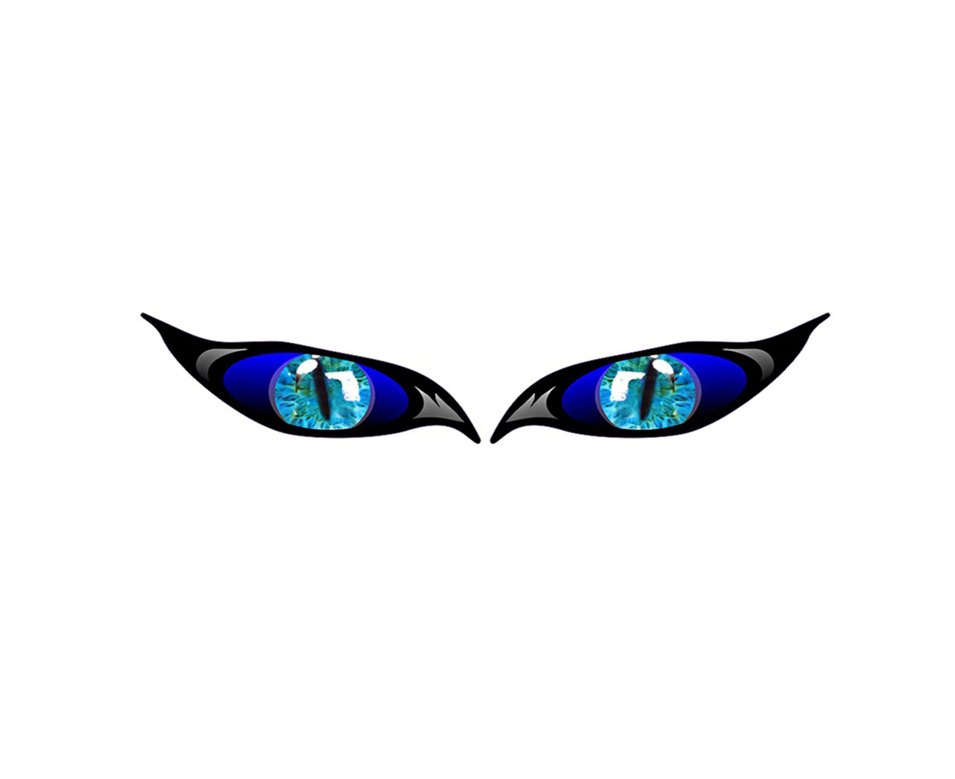 2Pcs Car Funny Sticker Sun-proof Body Styling Reflective Evil Yellow Eyes Car Sticker for Van-Blue