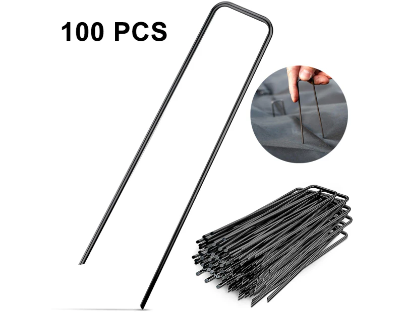 100PCS ground nails Galvanized lawn nails U-shaped for fixing artificial turf ground cloth weed fleece ground nails