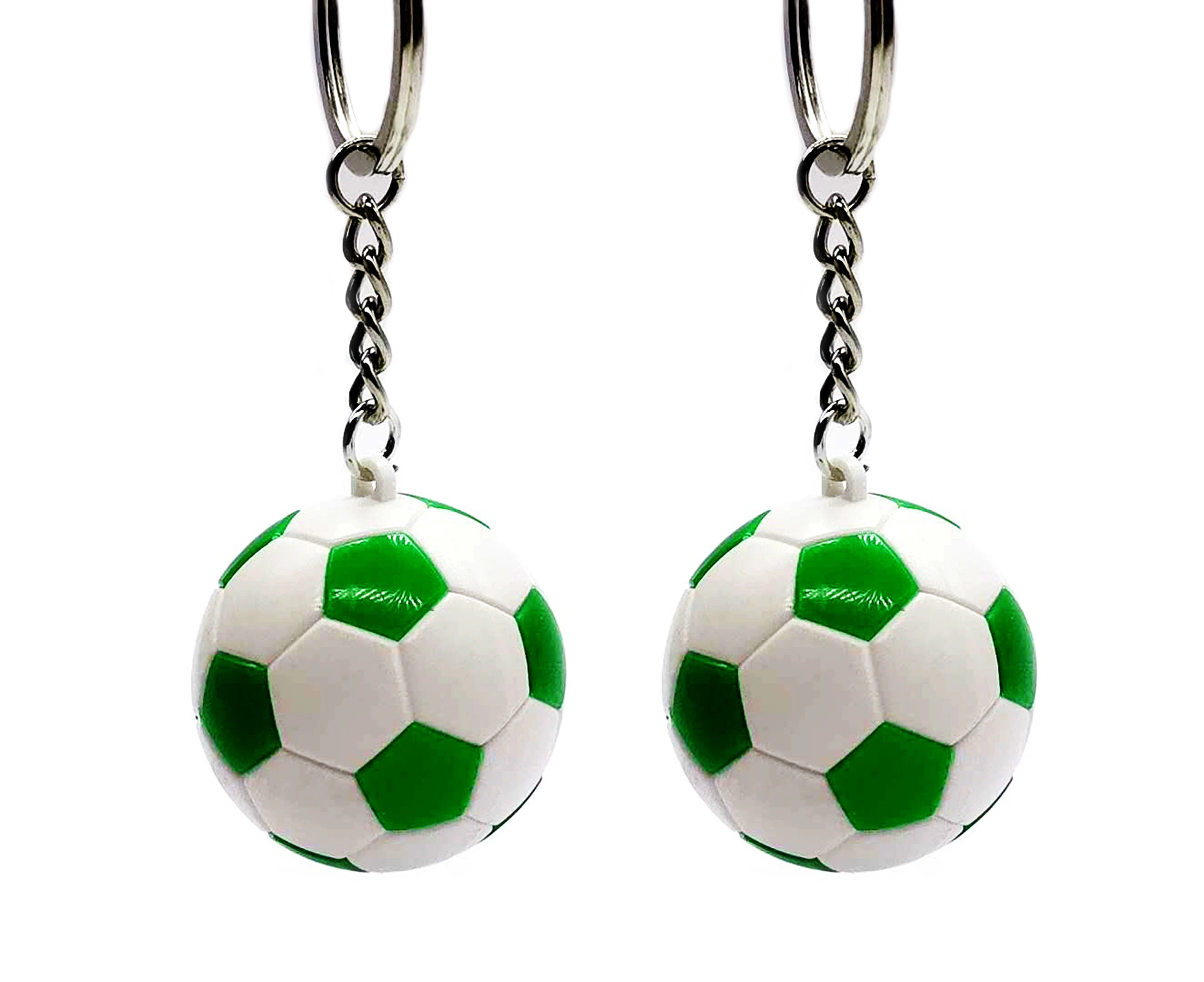 2 Pcs Key Ring Vibrant Color Water-proof ABS School Carnival Reward Soccer Keychain for Kids-Green