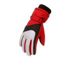 1 Pair Kids Ski Gloves Elastic Wrist Comfortable Wearing Stretch Children Warm Waterproof Outdoor Sports Gloves for Skiing Snowboarding Hiking Cycling-Red