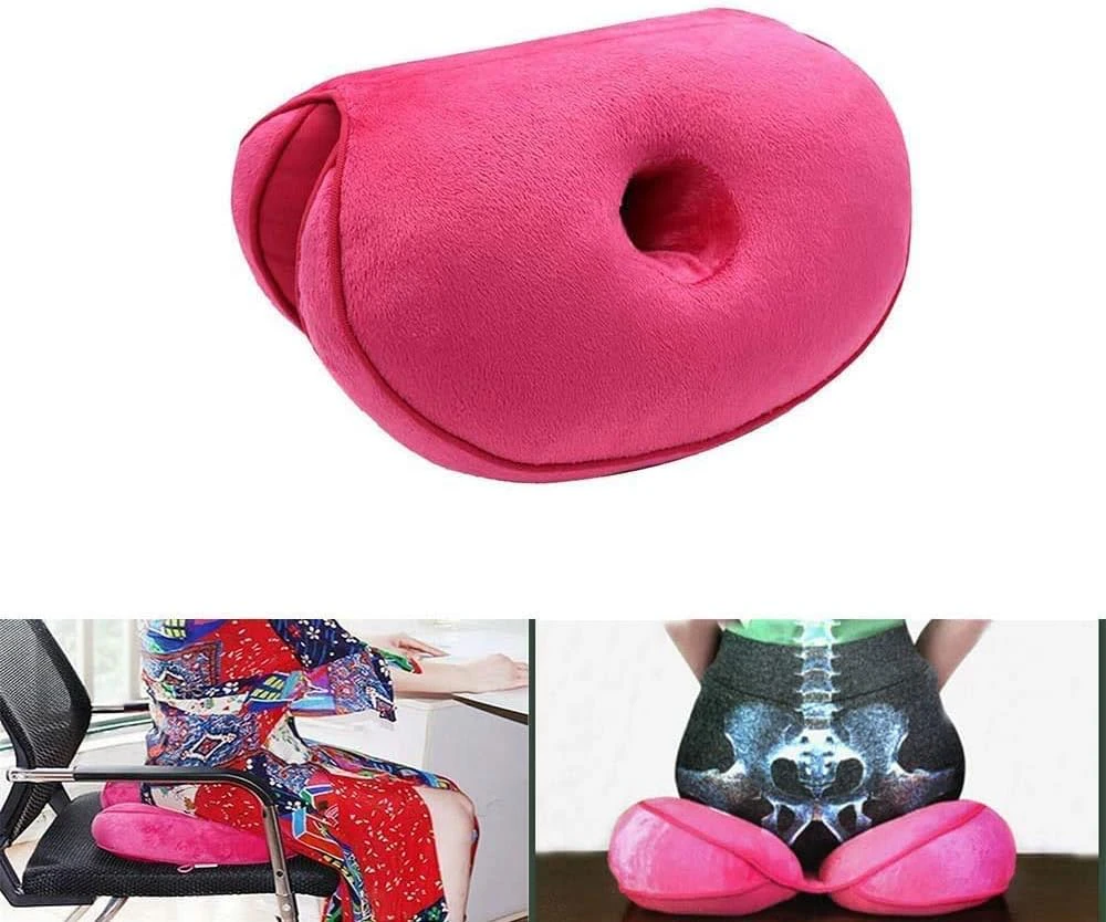 Lift Hips Up Seat Cushion, Orthopedic Memory Foam Support Pillow For Sciatica, Tailbone And Hip Pain Relief Back Pressure,Pink