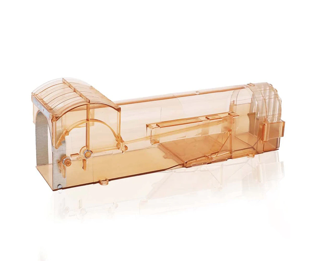 Mouse Trap, 1 pcs Mouse Catcher Rodent Trap for Mice, Automatic Lock Mousetrap Household Rodent Exterminator - Brown and transparent