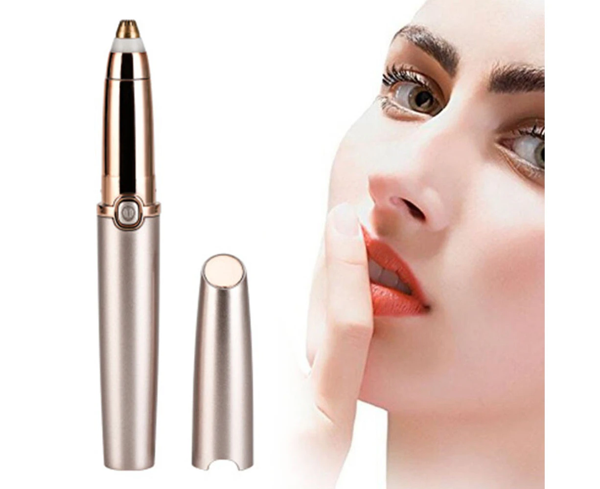 Eyebrow Trimmer Epilator Rechargeable Eyebrow Hair Remover Painless for Face Lips Facial Portable Eyebrow Razor with Light for Women Men - Rose gold