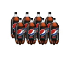 8pc Pepsi Max Cola Flavoured Zero Sugar Soft Drink Sparkling Soda Bottles 2L