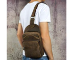 Quality Men Crazy Horse Leather Casual Waist Pack Chest Bag Design Sling Bag One Shoulder Bag Crossbody Bag For Male 9977 - Orange
