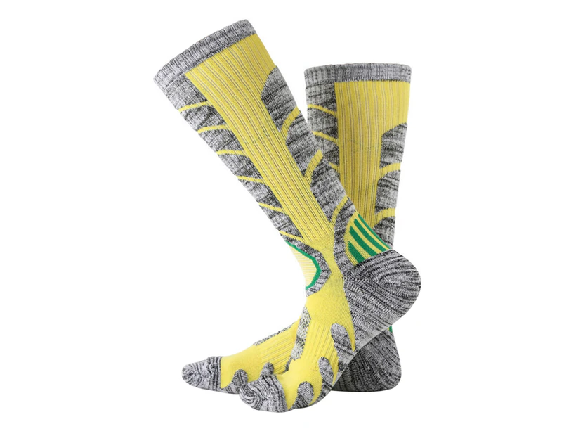 1 Pair Soft Ski Socks Breathable Quick Drying Moisture Absorption Snowboard Socks for Sports-Yellow