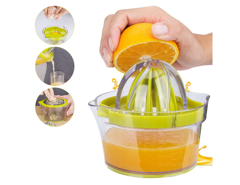 Manual Professional Juicer Fruit Press Lime Press With Container 400Ml, 4 In 1 Dishwasher Safe