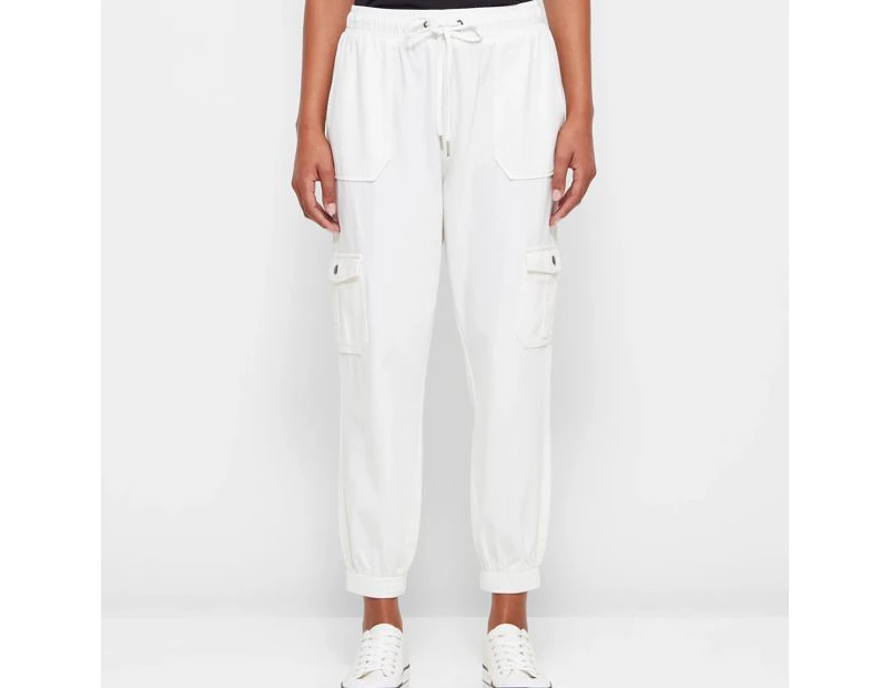 Target Rib Trim Twill Jogger Pants - White