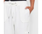 Target Rib Trim Twill Jogger Pants - White