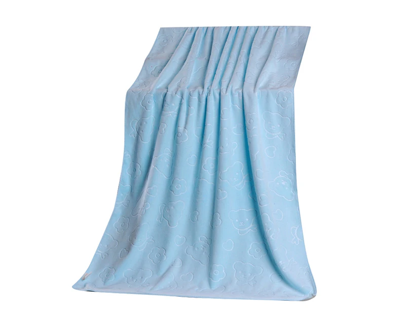 70x140cm Microfiber Bear Soft Water Absorbent Shower Bath Beach Towel Blanket-Light Blue Microfiber