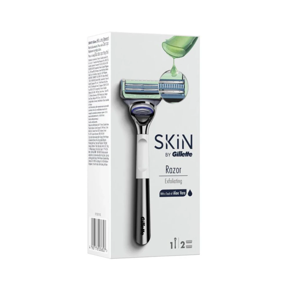 Skin By Gillette Aloe Vera Razor Exfoliating + 2Pk Blades