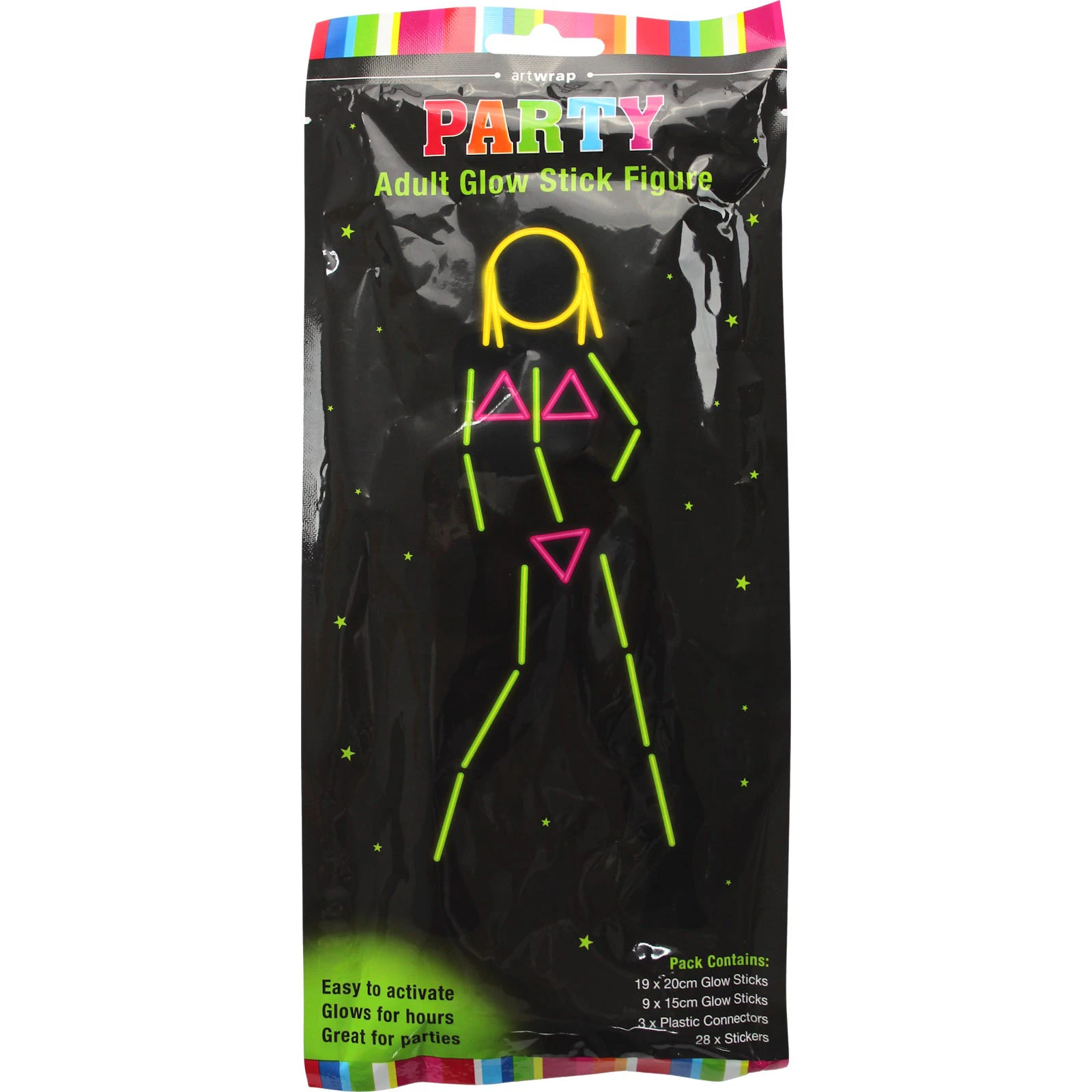 Adult Glow Stick Figure Woman Costume Kit