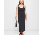 Square Neck Body Maxi Dress - Lily Loves - Black