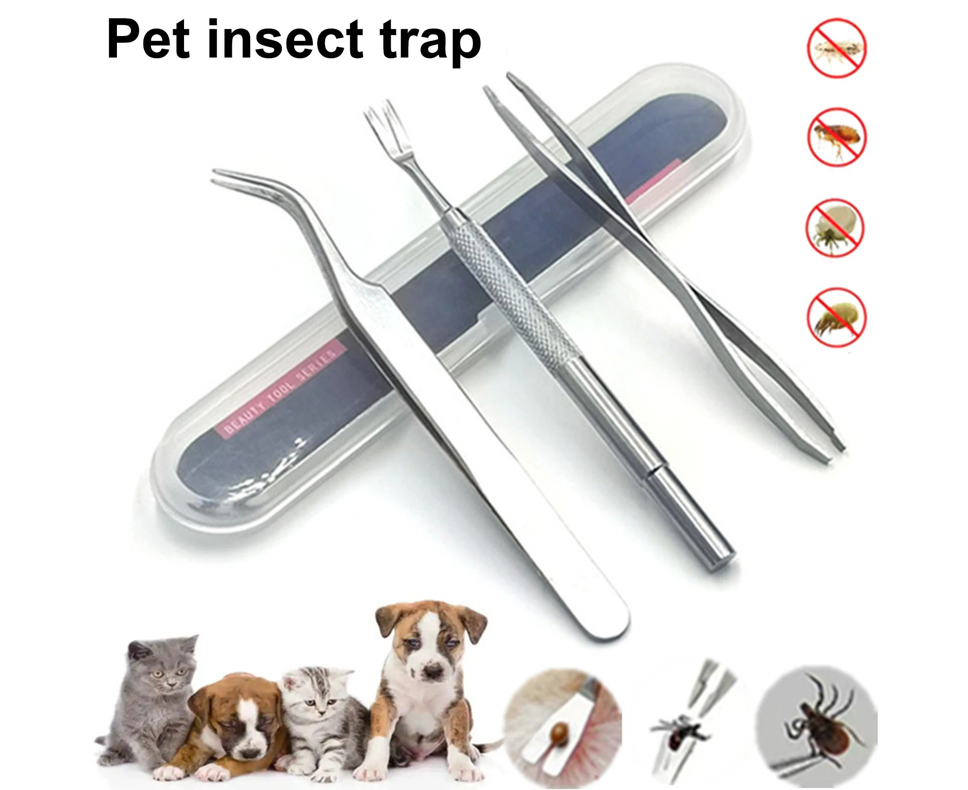 1 Set Flea Clip Ergonomics Handle Solid Convenient Safe Simple Operation Removing Ticks Pet Cat Dog Grooming Supplies Tick Removal Tool for Puppy-A