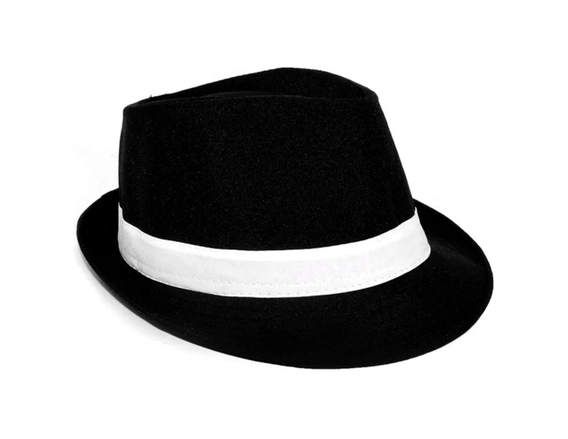 Adult Gangster Black & White Fedora Hat