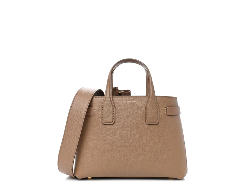 Burberry Women Leather Shopping Bag with Removable Shoulder Strap - Brown