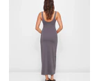 Square Neck Body Maxi Dress - Lily Loves - Grey