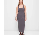 Square Neck Body Maxi Dress - Lily Loves - Grey