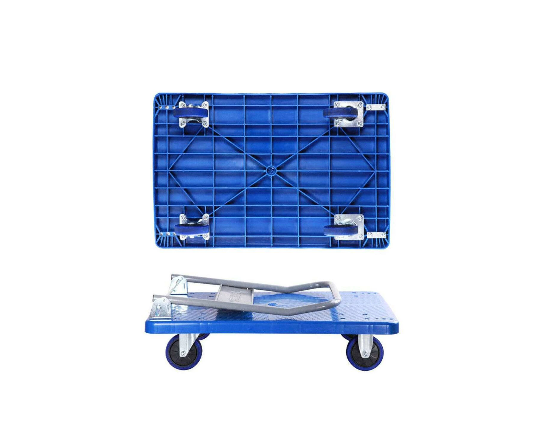 Platform Folding 4 Wheels Trolley Hand Truck Foldable Cart Strong Plastic 150kg