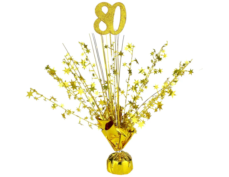 80th Birthday Gold Star Foil Spray Centrepiece