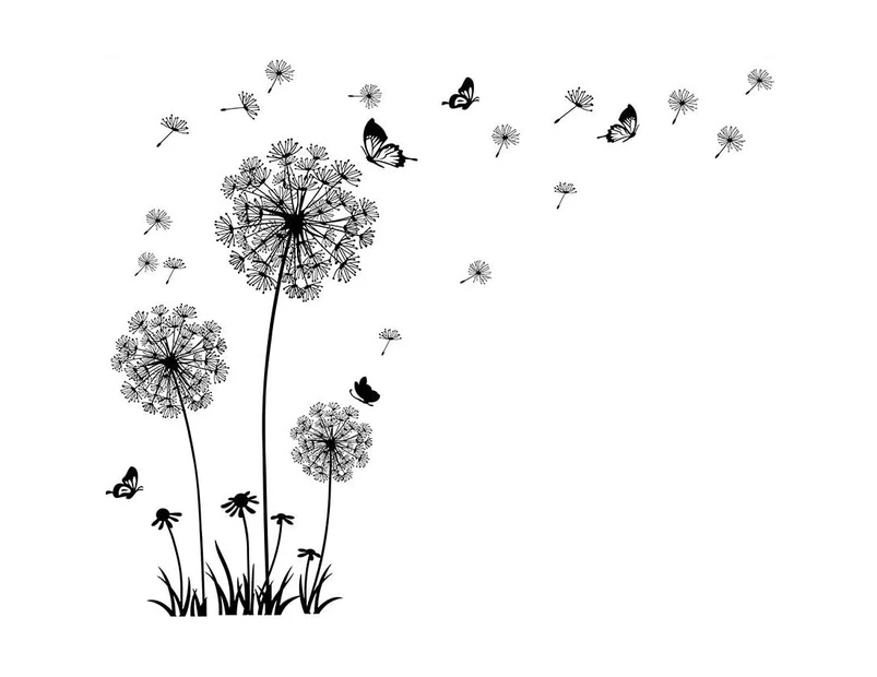 Wall Stickers Dandelion and Butterfly Wall Sticker Bedroom Living Room Office Wall Decoration