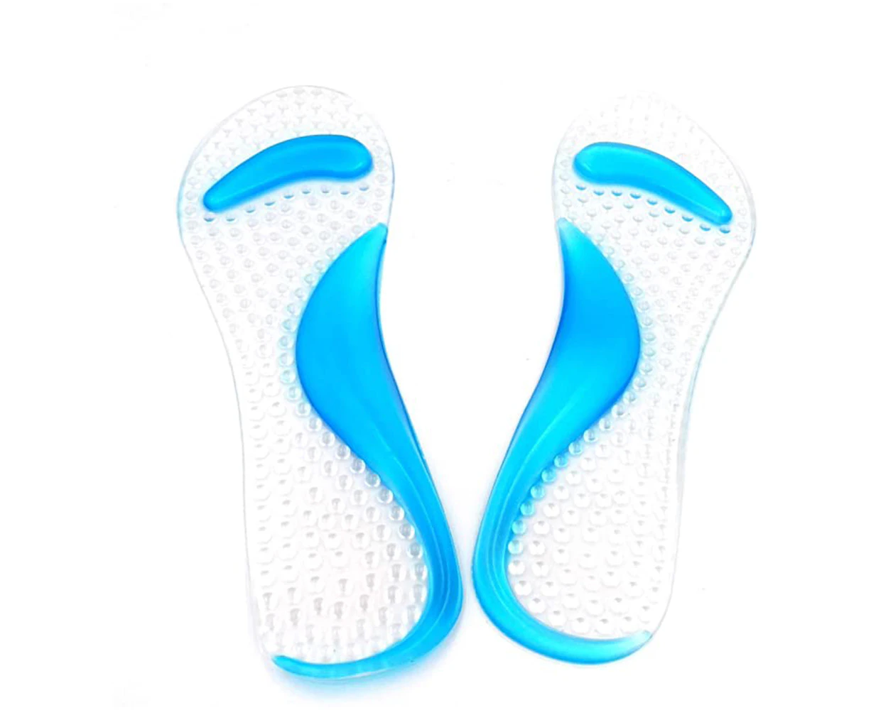 Orthopedic Arch Support Cushion Insole of Flatfoot Shoe Pad Silicone Gel Insoles Foot Care(Blue) - Blue