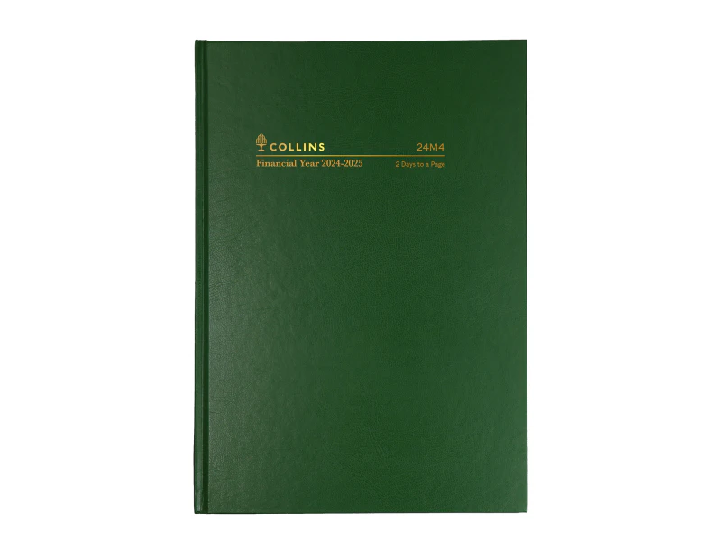 2024-2025 Financial Year Diary Collins A4 2 Days to a Page Green 24M4.P40
