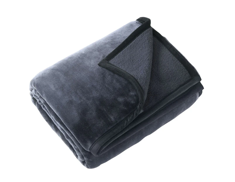 Onkaparinga Faux Mink Polyester Blanket Charcoal - Black