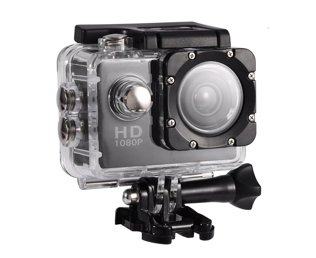 Sports Camera 1080P 12MP  Full HD 2.0 Inch Sports Camera 30m/98ft Underwater Waterproof Camera with Installation Accessory Kit Color Black