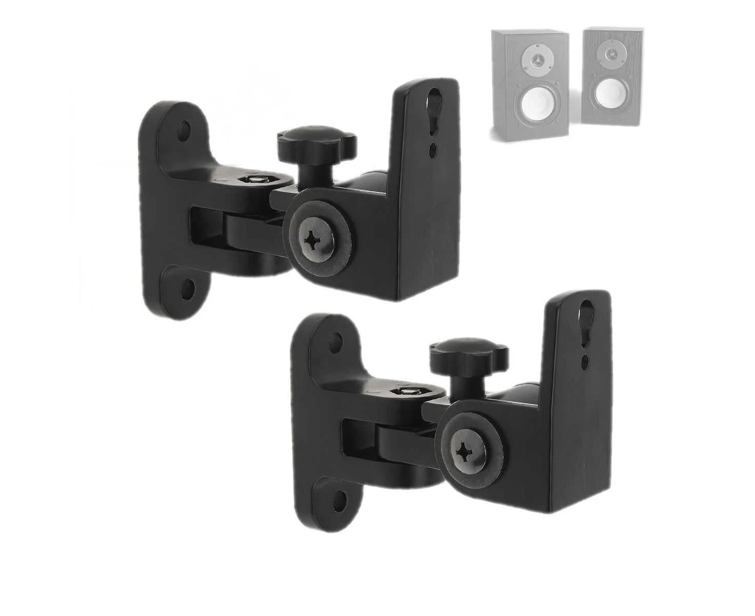 Pair Speaker Wall Mount Brackets 15Kg With Hardware Universal Heavy Duty Alloy Cast Tilt or Pivot