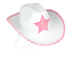 White Cowboy Star Hat With Pink Sequins