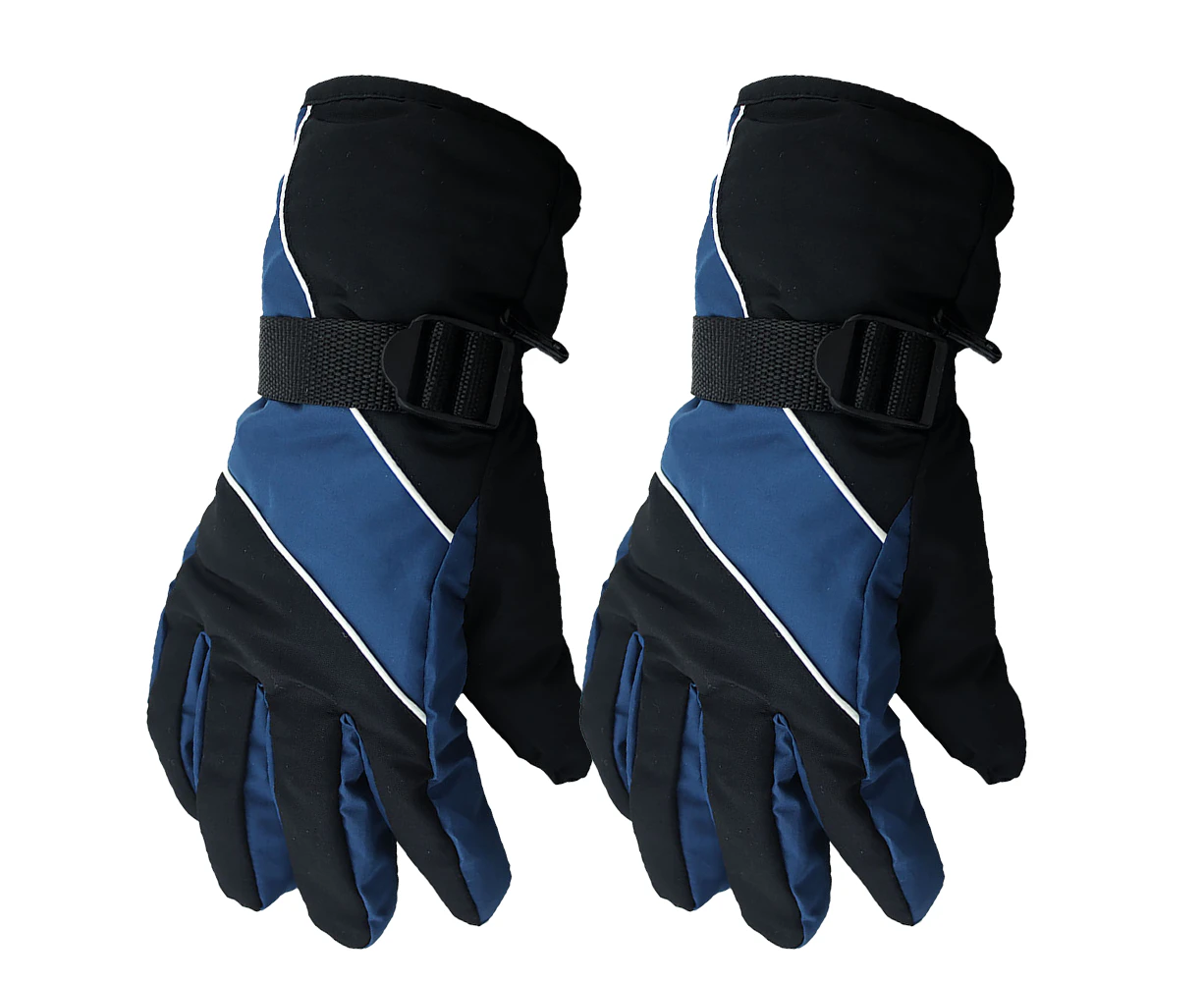 Kids Winter Glove Boys Girls Snow Ski Waterproof Gloves for Teens Fleece Lining - Navy blue