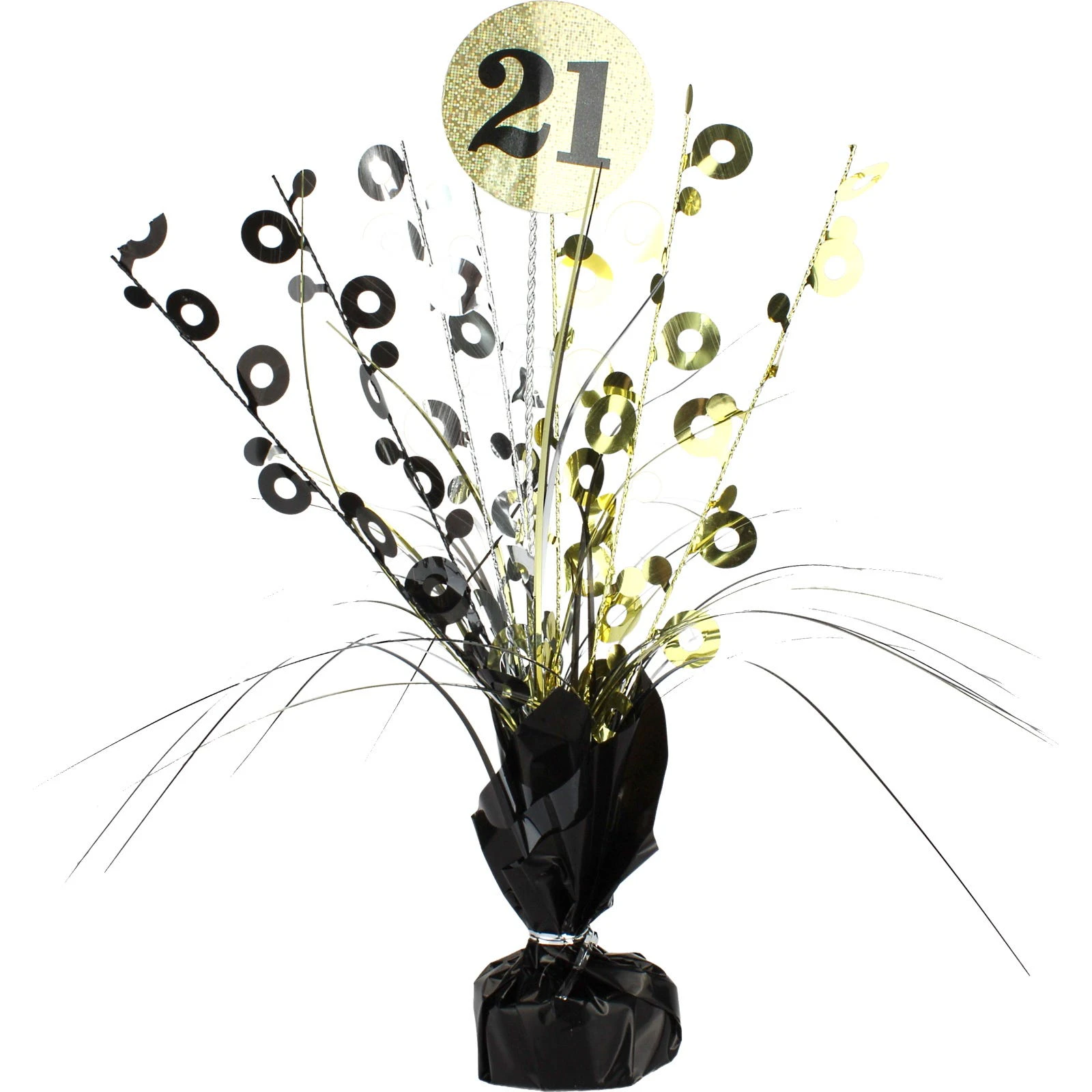 Prismatic Black and Gold 21st Birthday Spray Centrepiece